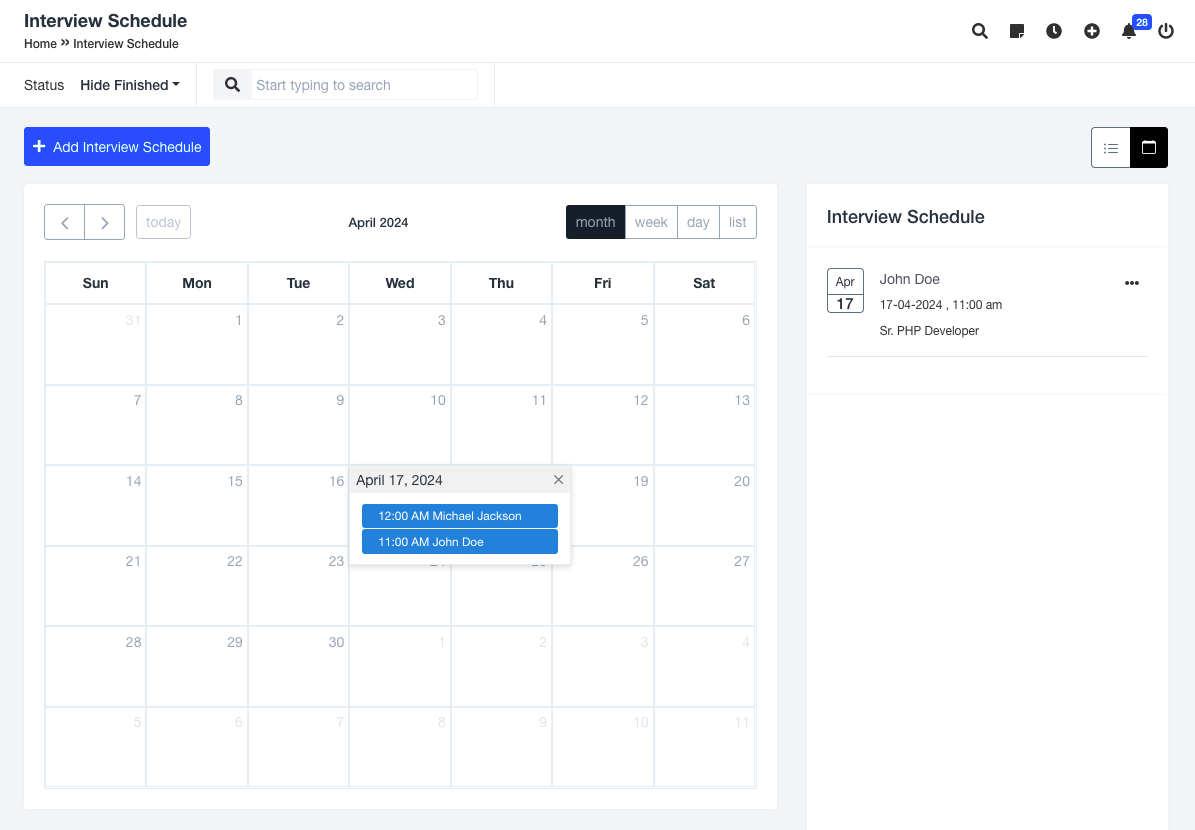 Seanergy Interview Schedule