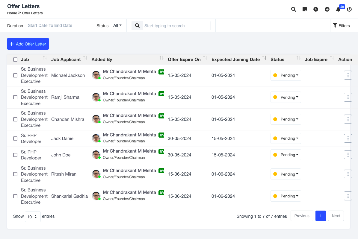 Seanergy Job Offer Letter