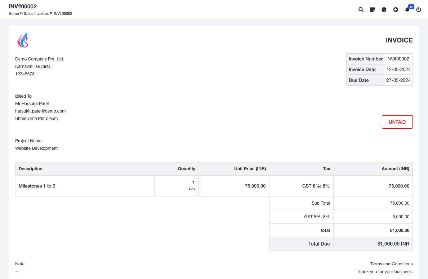 Seanergy Finance Invoice
